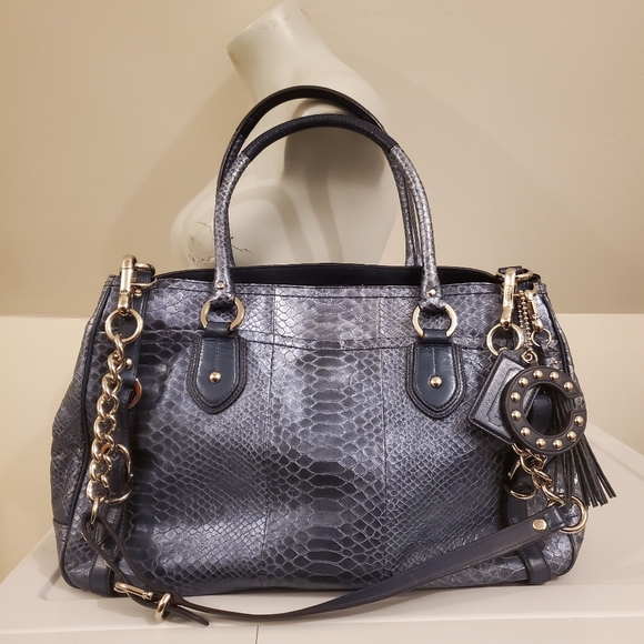 Coach Embossed Python Exotic Sierra Large Carryall 17551 (Cobalt) - Picture 1 of 7